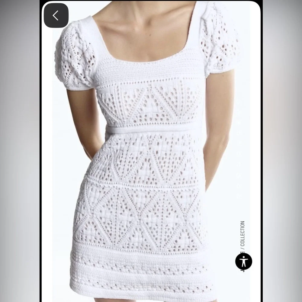 Zara White Crocheted Mini Dress - Picture 7 of 9